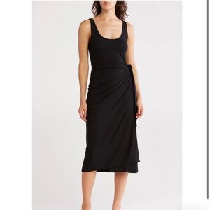 50. Vince $245 Scoop Neck Wrap Tank Dress in black
